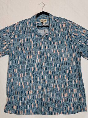 Cooke Street Honolulu Mens 2XL Blue Surfboard Print Button Down Shirt